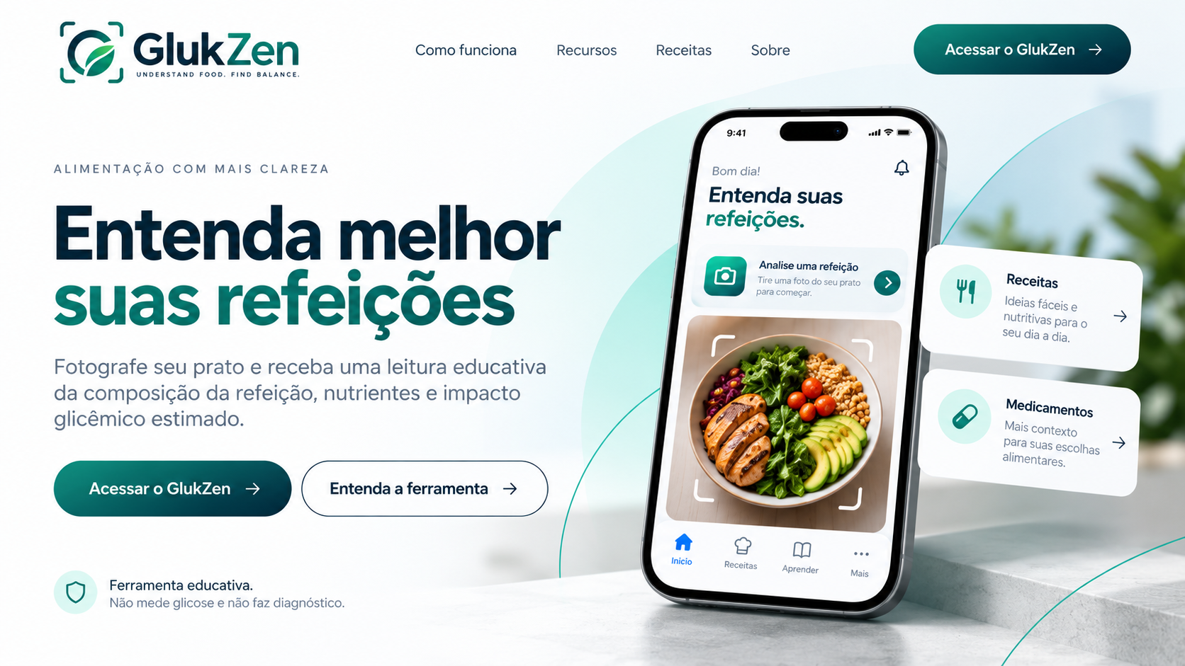 Conceito visual Glukzen: entenda melhor suas refeições